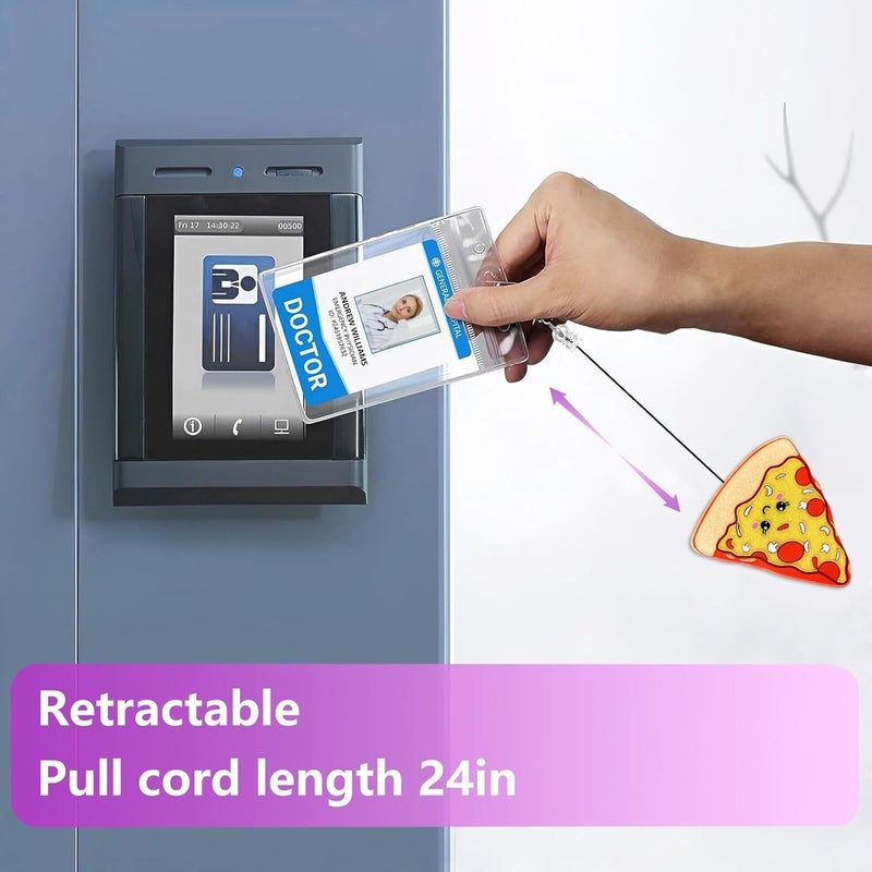 LEBEIGHT Cute Pizza Badge Reel Retractable, Funny Food Badge Reel for Nurse Nursing Student RN CNA LPN CMA Medical Worker & Teacher, Personalized Nurse Gifts, Pizza Lovers ID Badge Holder with Alligator Clip - Image 5